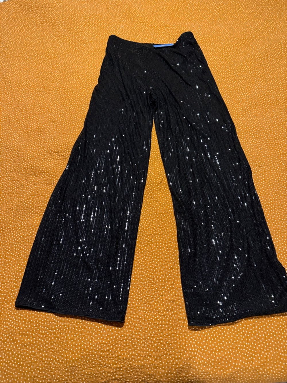 Cupshe Black Wide-Leg Sequin Trousers